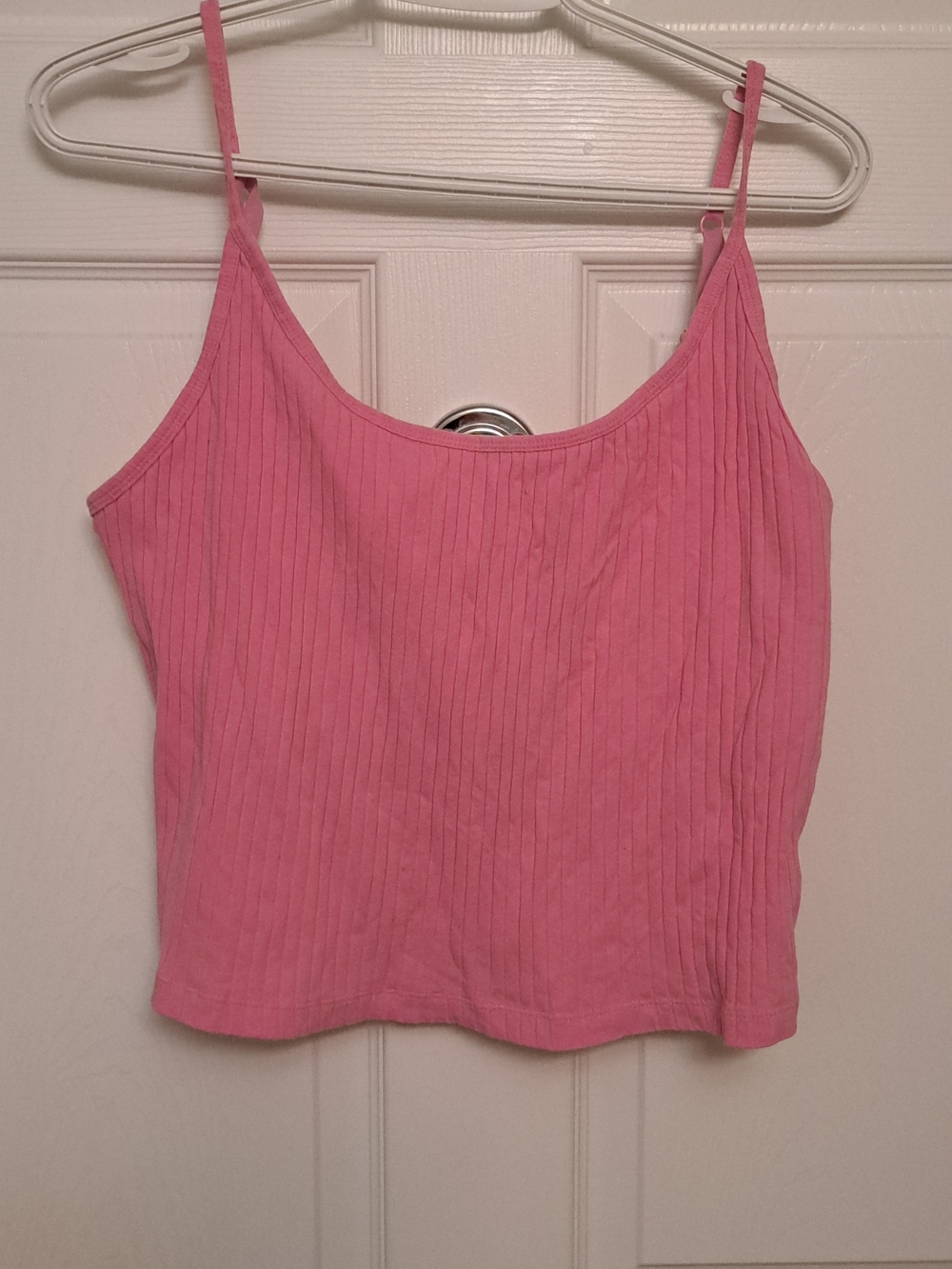 Old Navy Pink Ribbed Camisole Tank Top Shelf Bra XL Tall Cropped
